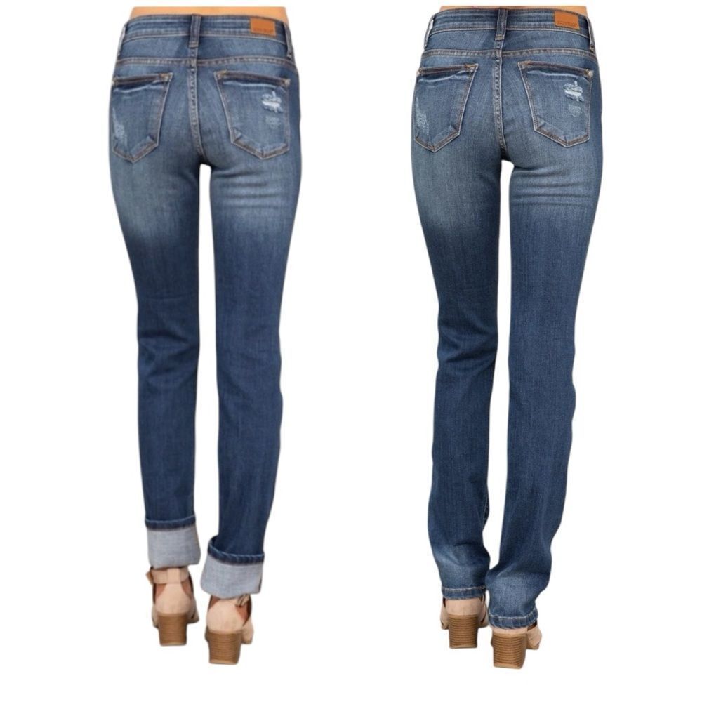 ✅SOLD✅Judy Blue Joshua Dark wash Straight Leg Cuffed Jean Size 9/29 - Picture 8 of 8